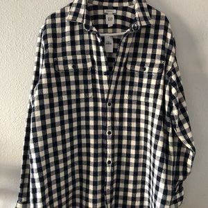 Large Vintage Cotton Flannel Black/White Check Mens Shirt by Gap NWT